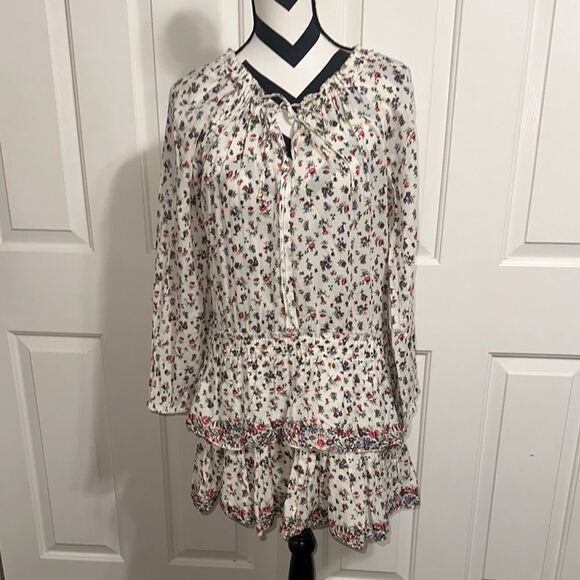 LOVESHACKFANCY Cream Floral Popover Dress - Picture 1 of 7